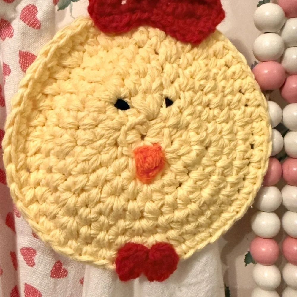 Handmade Crochet Chicken Potholder – Cute Farmhouse Kitchen Decor